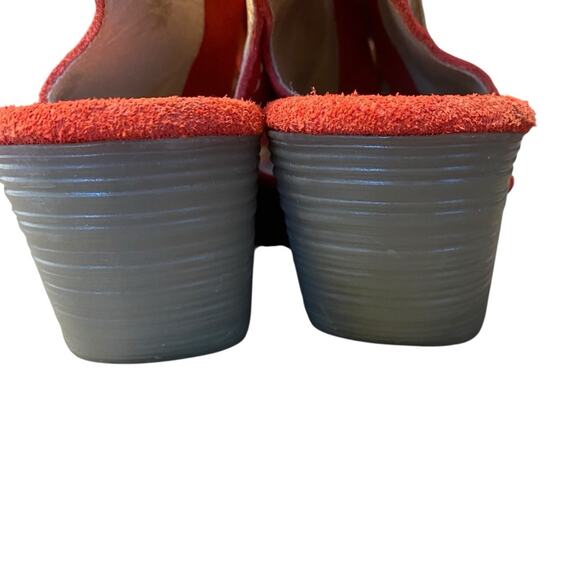 Fly London Yaba Tomato Red Suede Ankle Lace Up Wedges size 36 US 6 - Picture 6 of 9